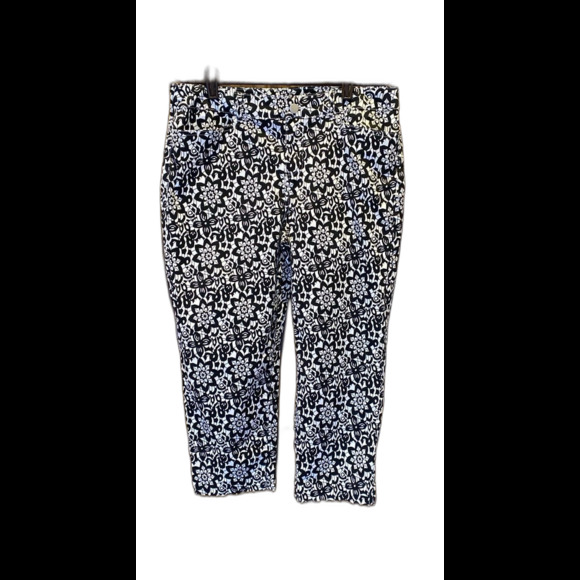 Madison Womens Capri Pants Size 10 Black & White Design Casual Comfortable - Picture 1 of 10